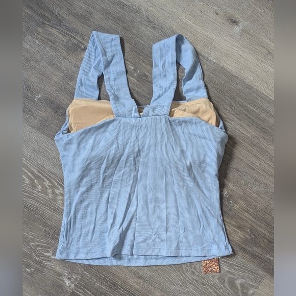 Women's Blue Ribbed Tank Top - Picture 5 of 5